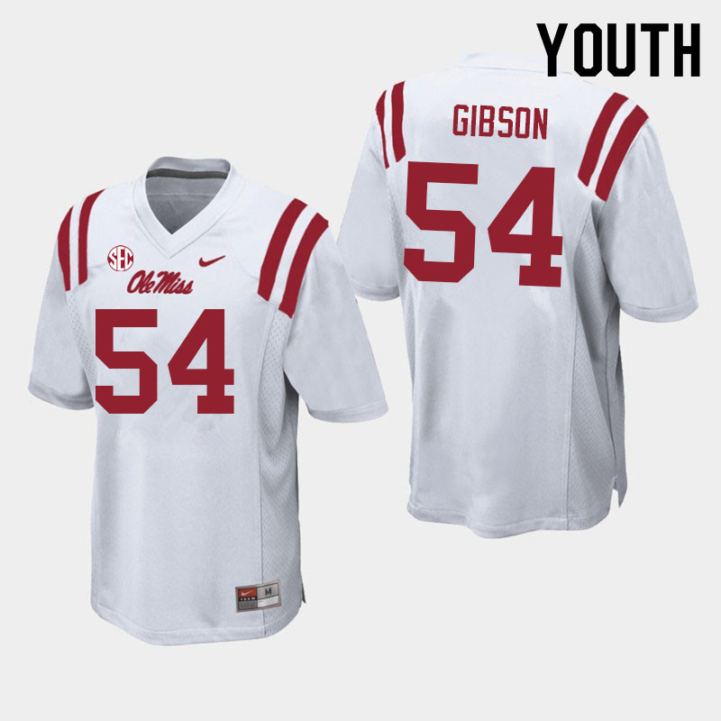 Youth #54 Carter Gibson Ole Miss Rebels College Football Jerseys Sale-White